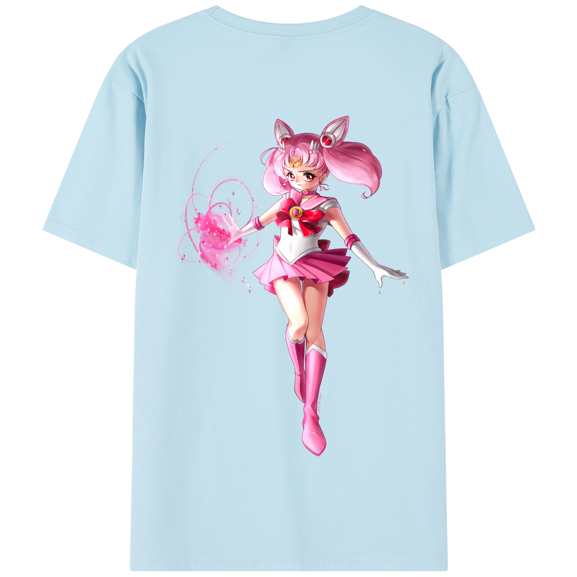 （画像用） 美少女戦士セーラームーン ちびうさ Sailor Moon Chibiusa Tsukino Usagi Small Lady Serenity 綿100％半袖Tシャツ（背面プリント）